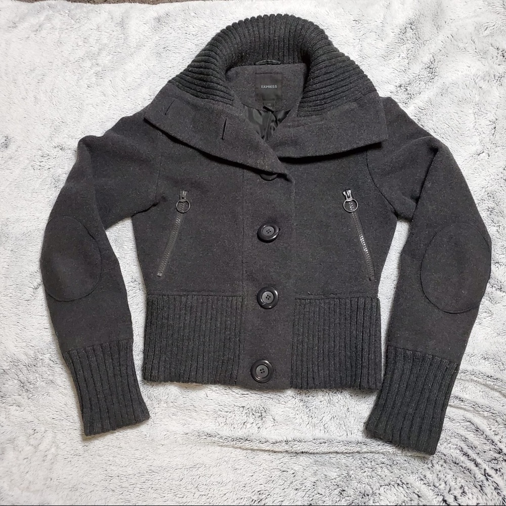 Express Gray Wool Blend Coat